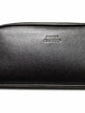 Vince Camuto Black Leather Logo Pouch/ Travel Bag NWT